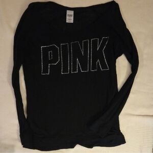 Pink Sheer Lightweight Shirt Long Sleeve. Black MEDIUM